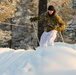 Charlie Troop, 3-71 Cavalry Regiment, 1BCT, 10th Mountain Division train with Finnish soldiers on a ski obstacle course during Defense Exercise North in Sodankyla Garrison, Finland, during Exercise Arctic Forge '23 on Feb. 21, 2023