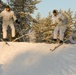 Charlie Troop, 3-71 Cavalry Regiment, 1BCT, 10th Mountain Division train with Finnish soldiers on a ski obstacle course during Defense Exercise North in Sodankyla Garrison, Finland, during Exercise Arctic Forge '23 on Feb. 21, 2023