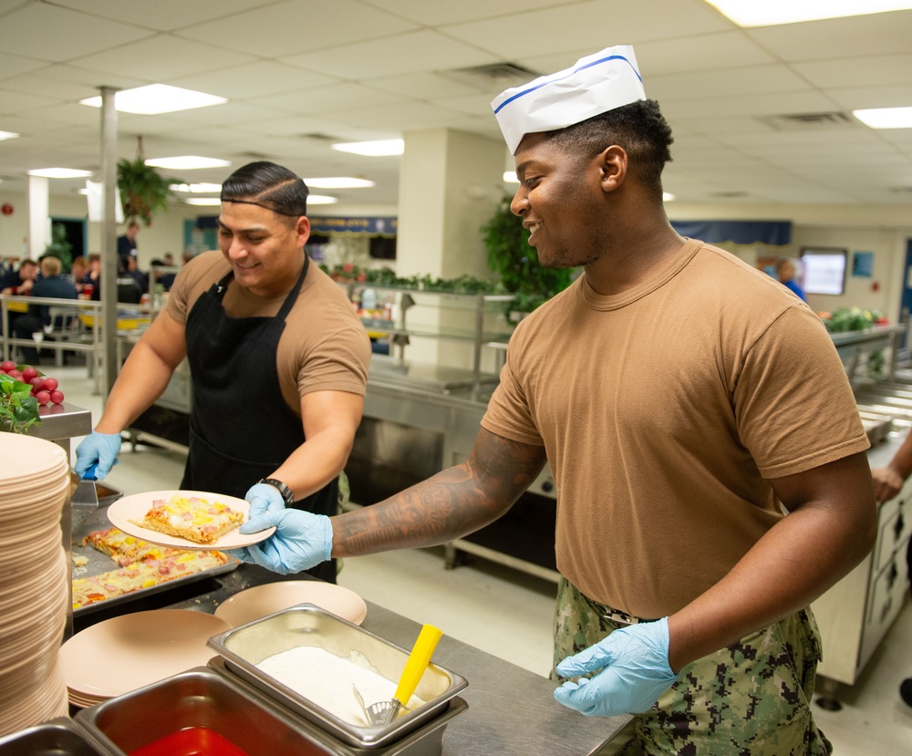 Sailor serving food