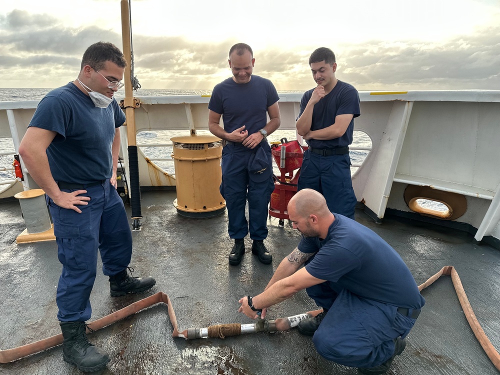 USCGC Vigilant’s (WMEC 617) crew conducts damage control training underway