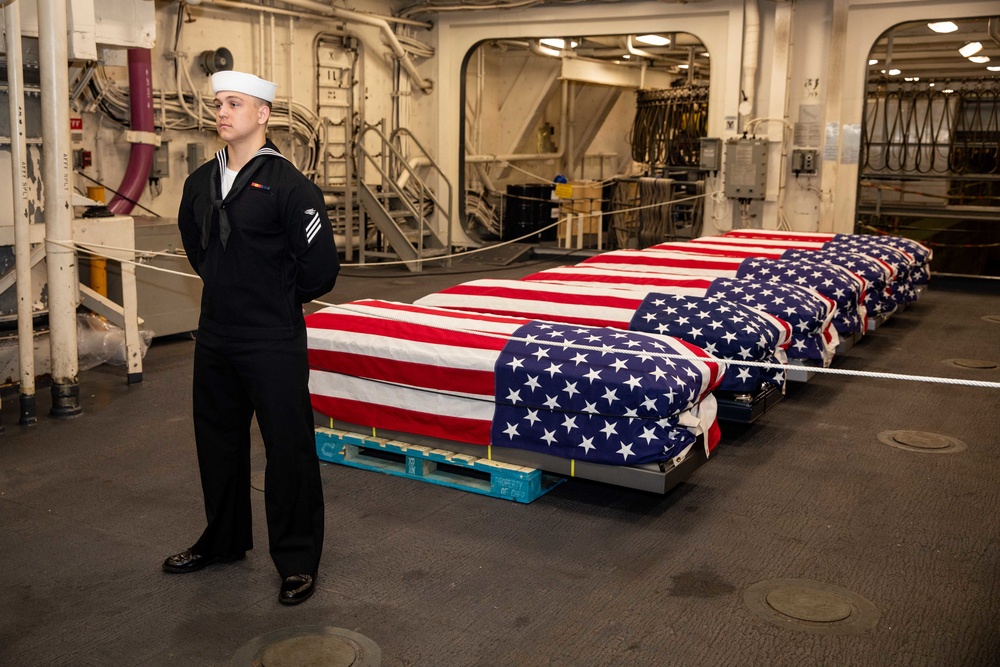 USS Arlington prepares for burial-at-sea