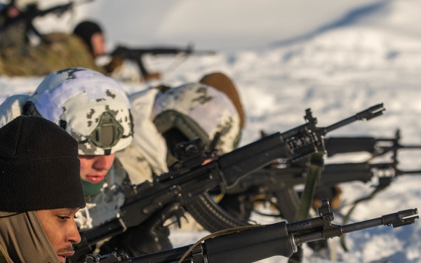 3-71 Cavalry Regiment, 1BCT, 10th Mountain Division train with Finnish soldiers on weapons proficiency using Finland’s RK62 assault rifle during Defense Exercise North in Sodankyla Garrison, Finland, during Exercise Arctic Forge '23 on Feb. 22, 2023