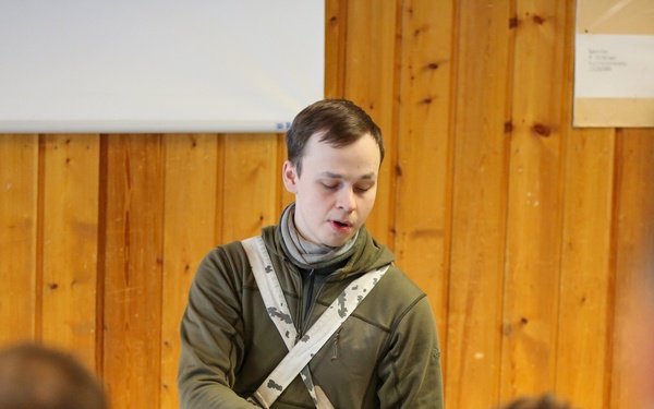 3-71 Cavalry Regiment, 1BCT, 10th Mountain Division train with Finnish soldiers on weapons proficiency using Finland’s RK62 assault rifle during Defense Exercise North in Sodankyla Garrison, Finland, during Exercise Arctic Forge '23 on Feb. 22, 2023