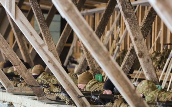 3-71 Cavalry Regiment, 1BCT, 10th Mountain Division train with Finnish soldiers on weapons proficiency using Finland’s RK62 assault rifle during Defense Exercise North in Sodankyla Garrison, Finland, during Exercise Arctic Forge '23 on Feb. 22, 2023
