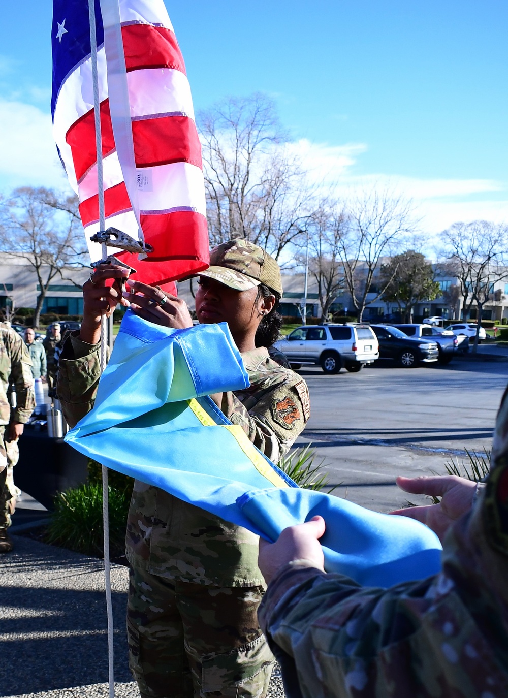 US and Ukraine flags fly in Solidarity