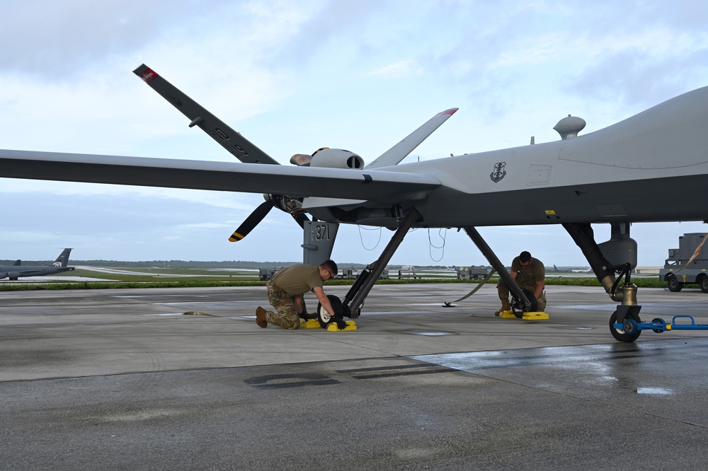 U.S. Air Force maintainers prepare MQ-9 Reaper for take off