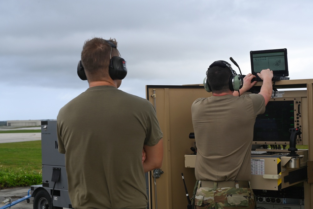 U.S. Air Force maintainers perform engine runs on a MQ-9 Reaper