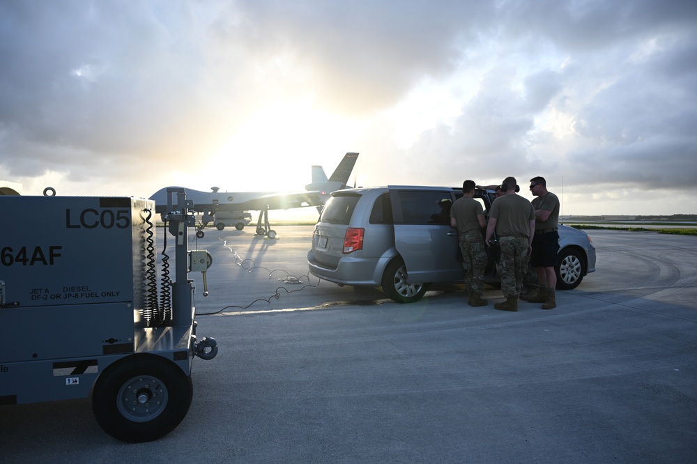 U.S. Air Force 119th Wing members monitor PACS for MQ-9 Reaper