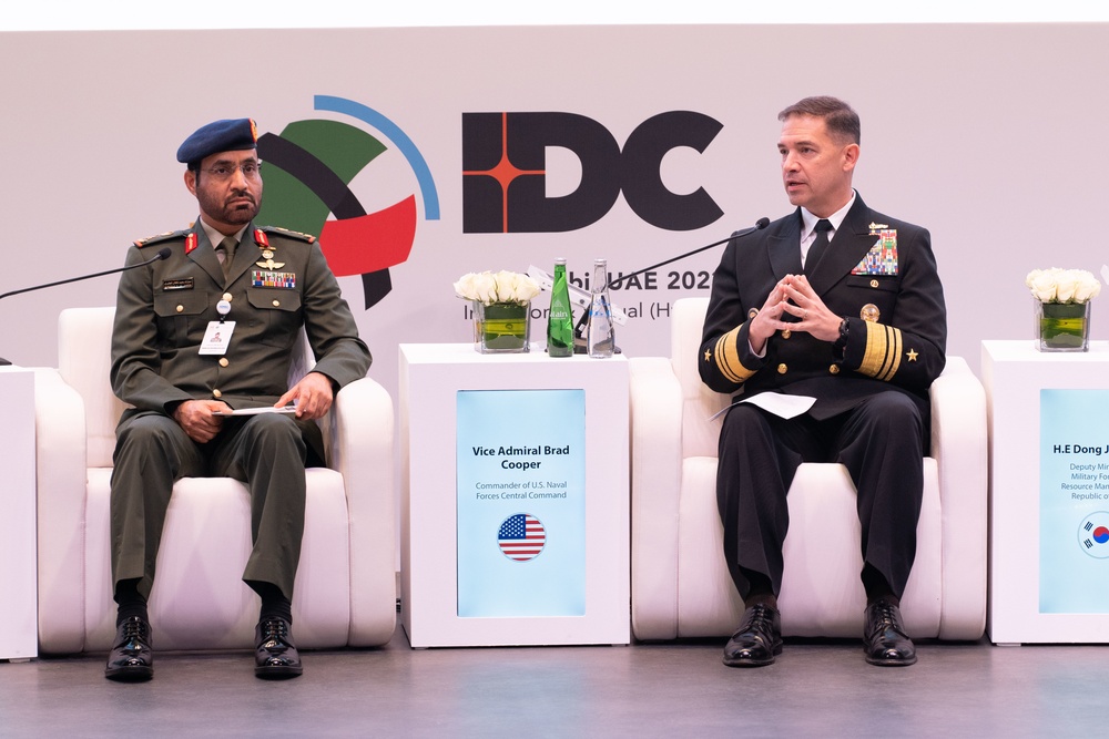 Vice Adm. Cooper speaks at a conference in Abu Dhabi