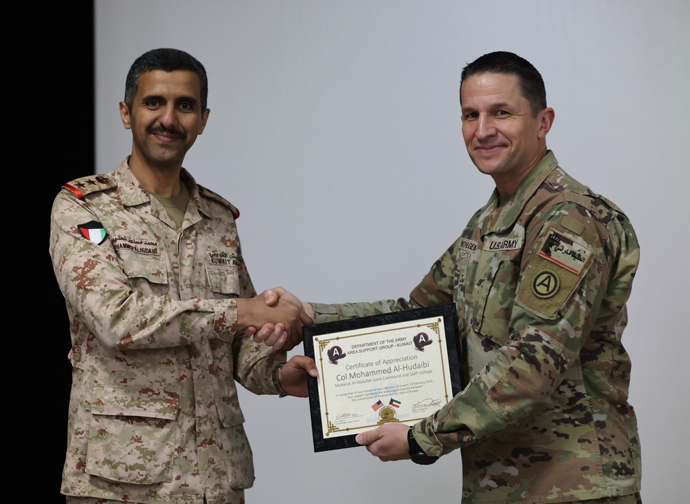 Area Support Group - Kuwait hosts Kuwaiti military history lecture for Liberation Day, February, 2023