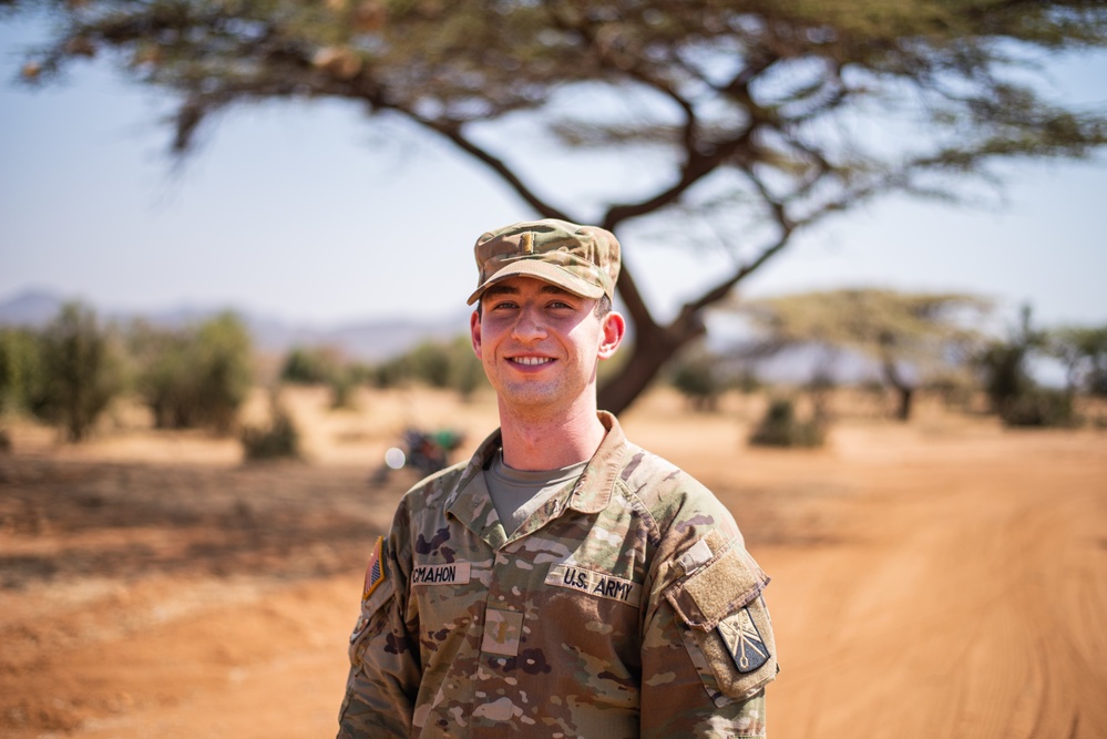 U.S. Army 1st. Lt. Kevin McMahon poses for a photo at JA23