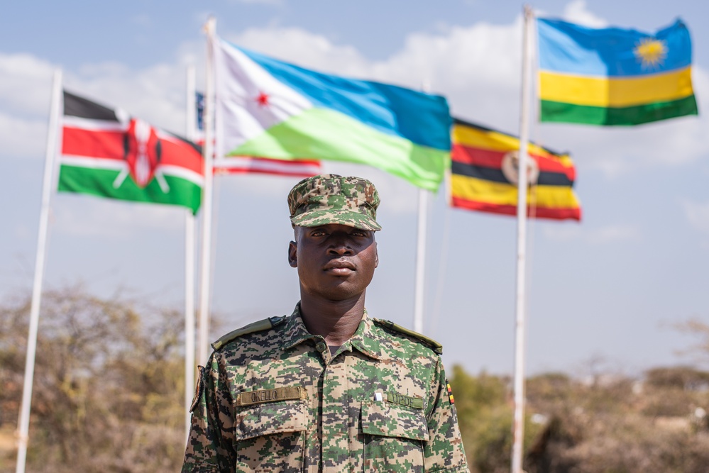 Uganda People’s Defence Forces 2nd Lt. James Okello poses for a photo at JA23