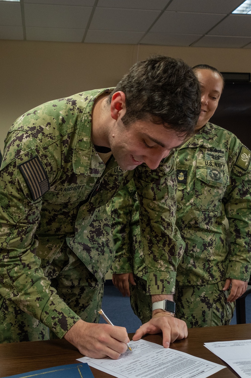 NSA Souda Bay’s Air Traffic Controller 3rd Class Jacob Lambert Reenlistment Ceremony