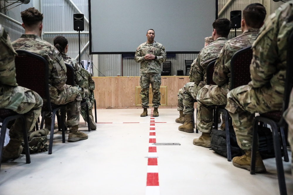 V Corps CSM Visits Romanian Air Base and Recognizes Soldiers