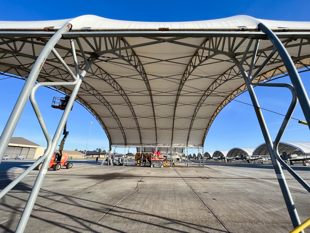 Sunshade renovations to protect Moody A-10s