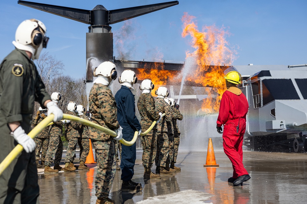 26th MEU Marines Conduct Shipboard Fire Fighting Training