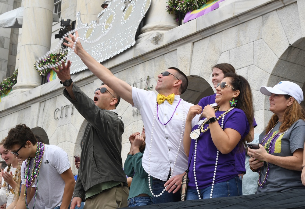 Keesler leadership attends Mardi Gras parade