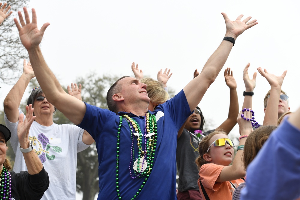 Keesler leadership attends Mardi Gras parade