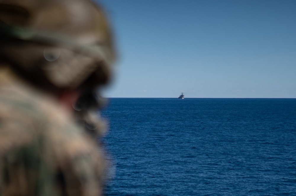 U.S. Marines and Sailors conduct a Strait Transit Exercise