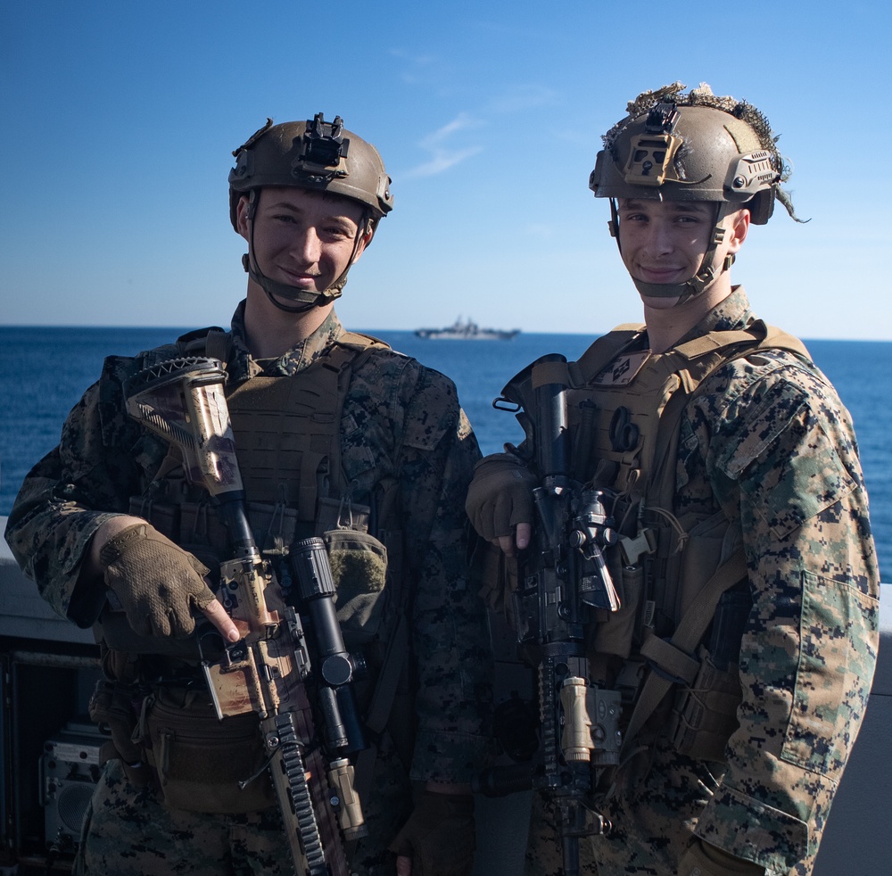 U.S. Marines and Sailors conduct a Strait Transit Exercise