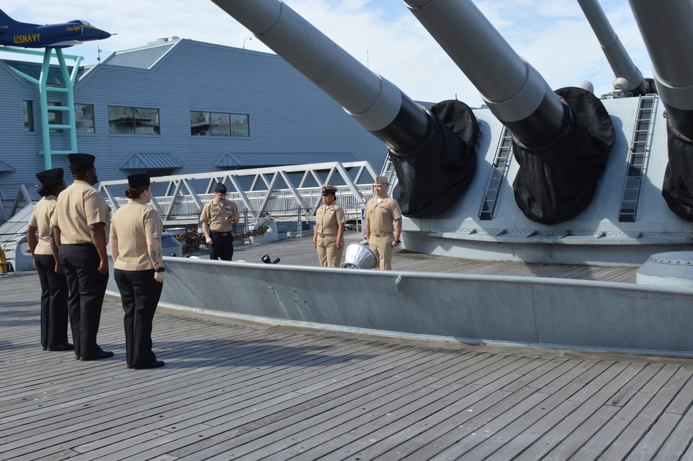 Hampton Roads Naval Museum hosts a re-enlistment ceremony aboard Battleship Wisconsin