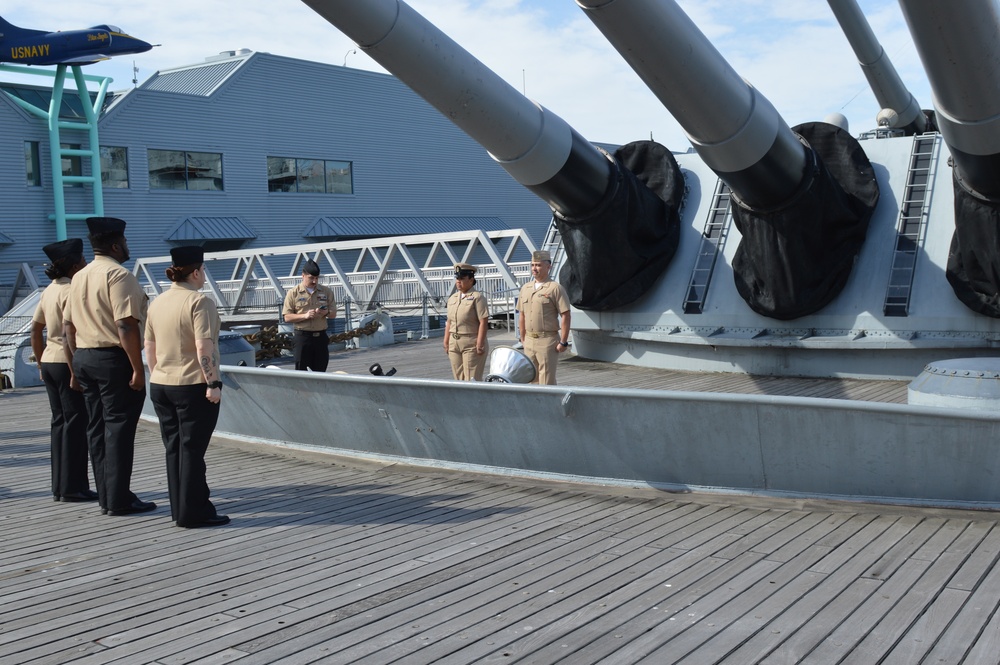 Hampton Roads Naval Museum hosts a re-enlistment ceremony aboard Battleship Wisconsin