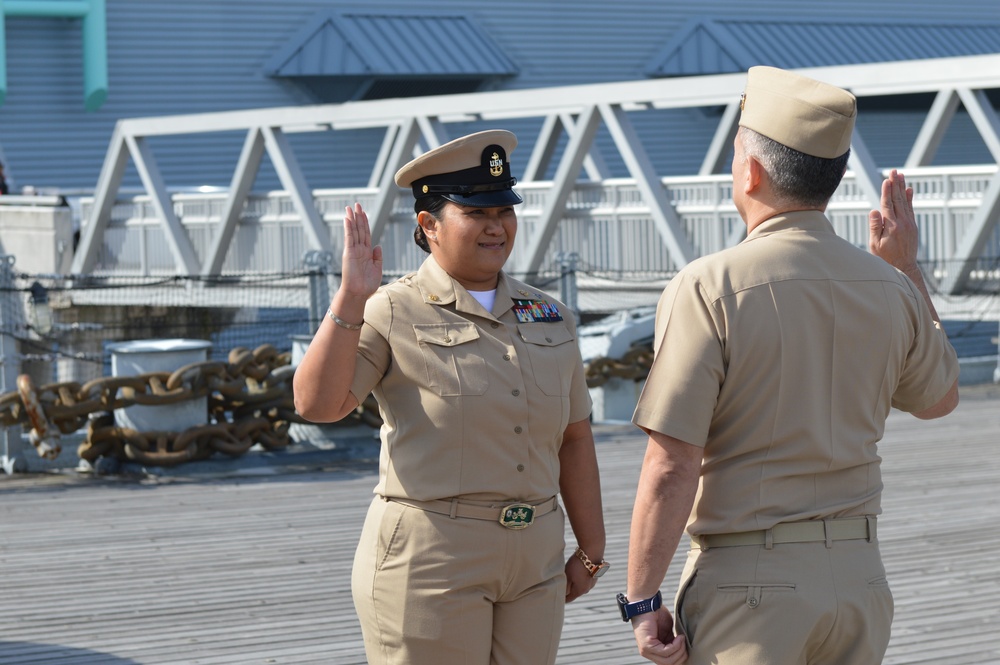 Hampton Roads Naval Museum hosts a re-enlistment ceremony aboard Battleship Wisconsin