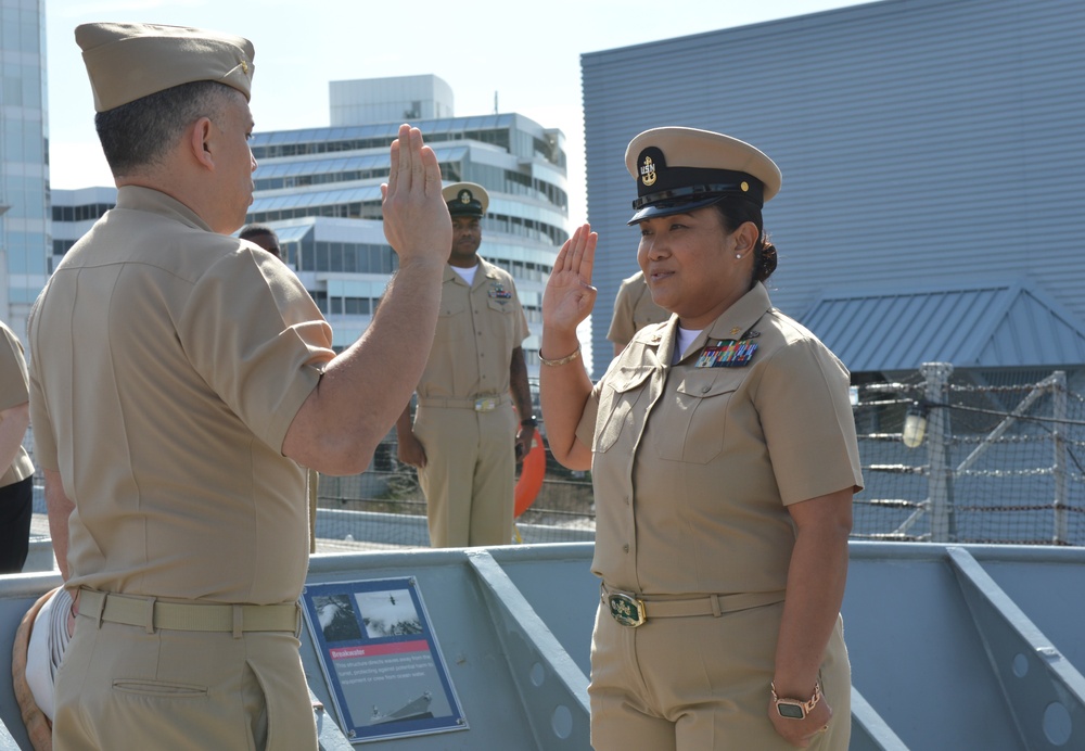 Hampton Roads Naval Museum hosts a re-enlistment ceremony aboard Battleship Wisconsin