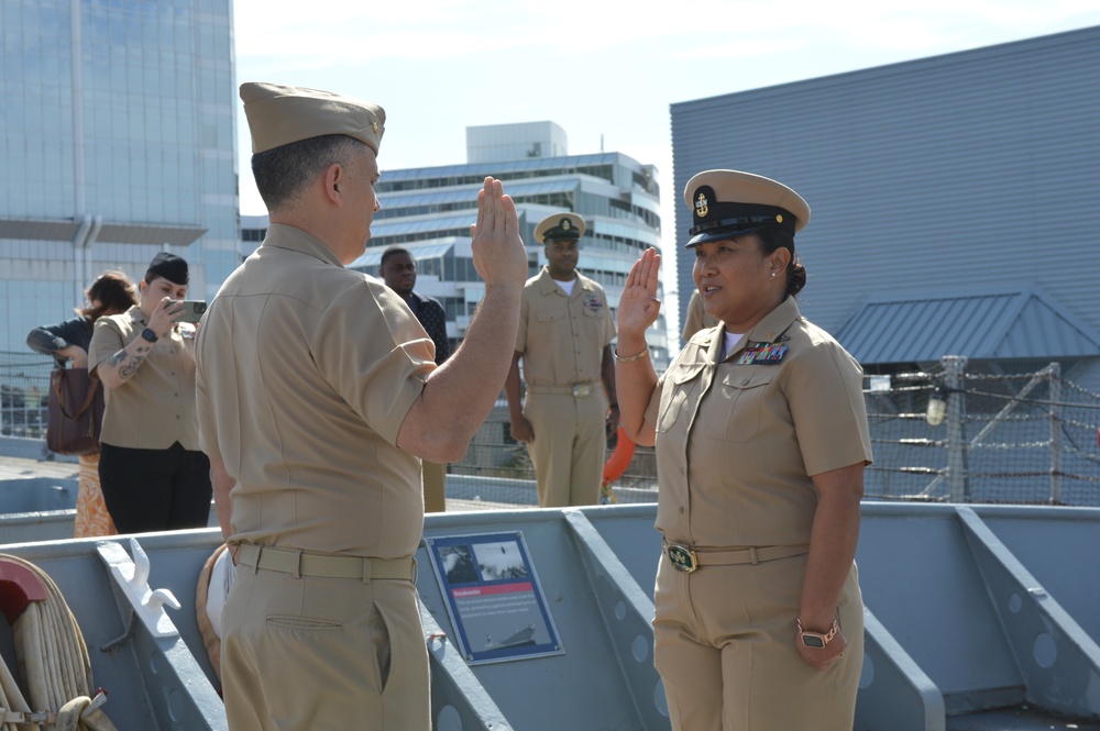 Hampton Roads Naval Museum hosts a re-enlistment ceremony aboard Battleship Wisconsin