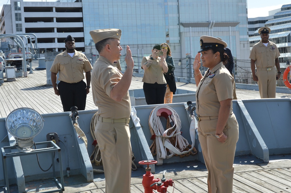 Hampton Roads Naval Museum hosts a re-enlistment ceremony aboard Battleship Wisconsin