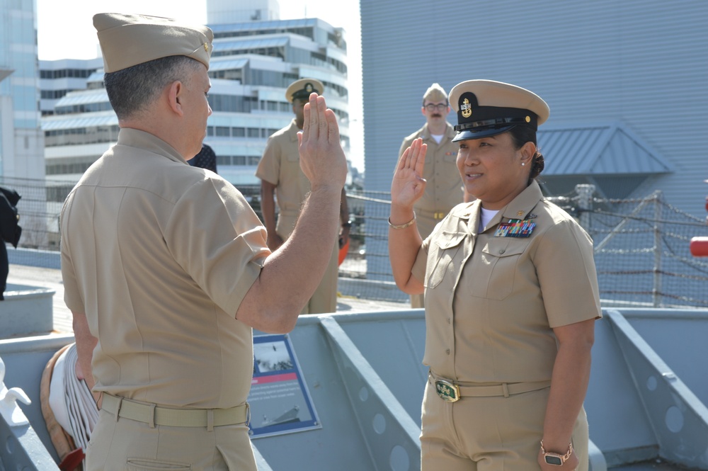 Hampton Roads Naval Museum hosts a re-enlistment ceremony aboard Battleship Wisconsin