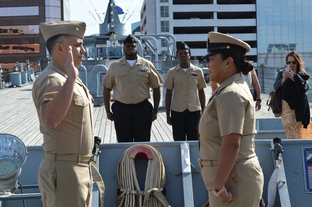 Hampton Roads Naval Museum hosts a re-enlistment ceremony aboard Battleship Wisconsin