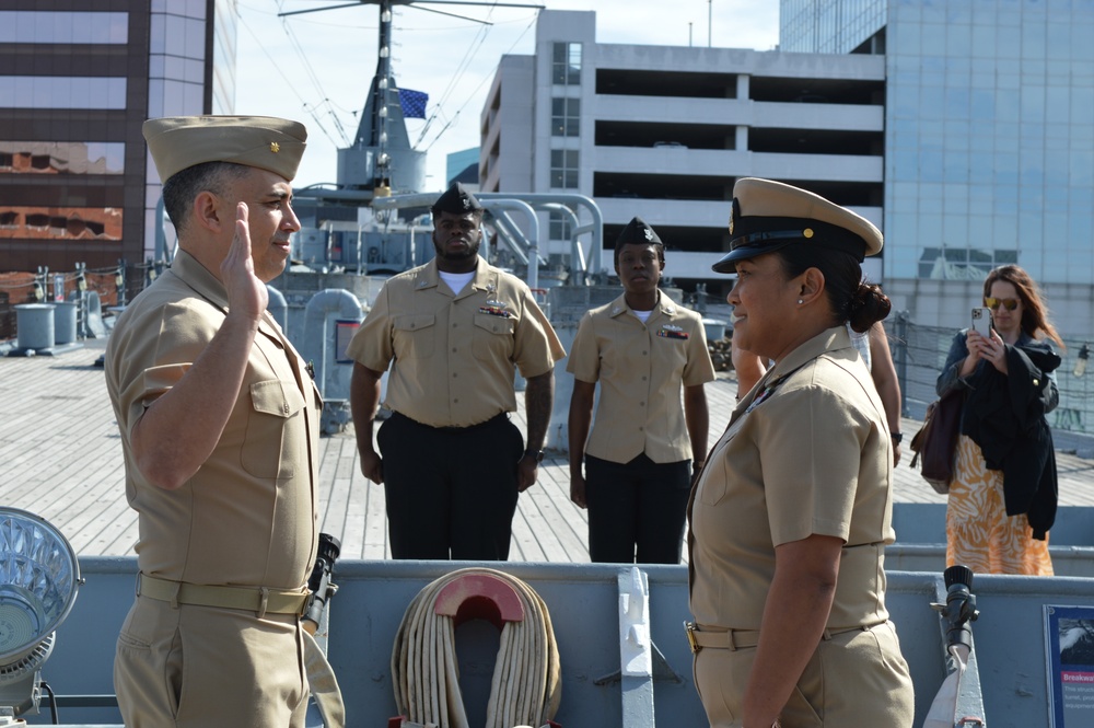 Hampton Roads Naval Museum hosts a re-enlistment ceremony aboard Battleship Wisconsin