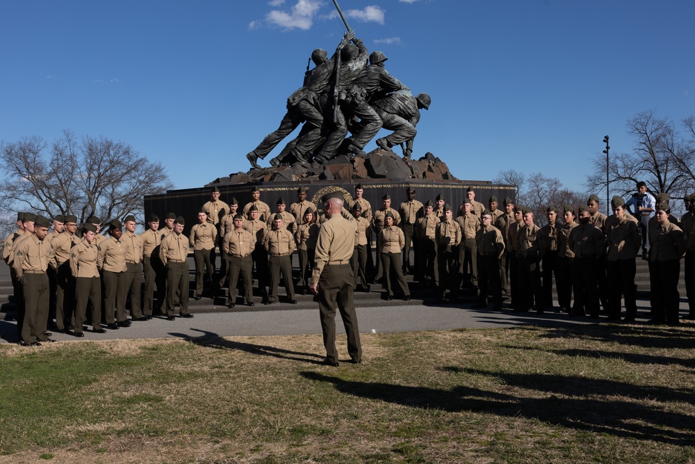 U.S. Marines Reenlist at the United States Marine Corps War Memorial Statue