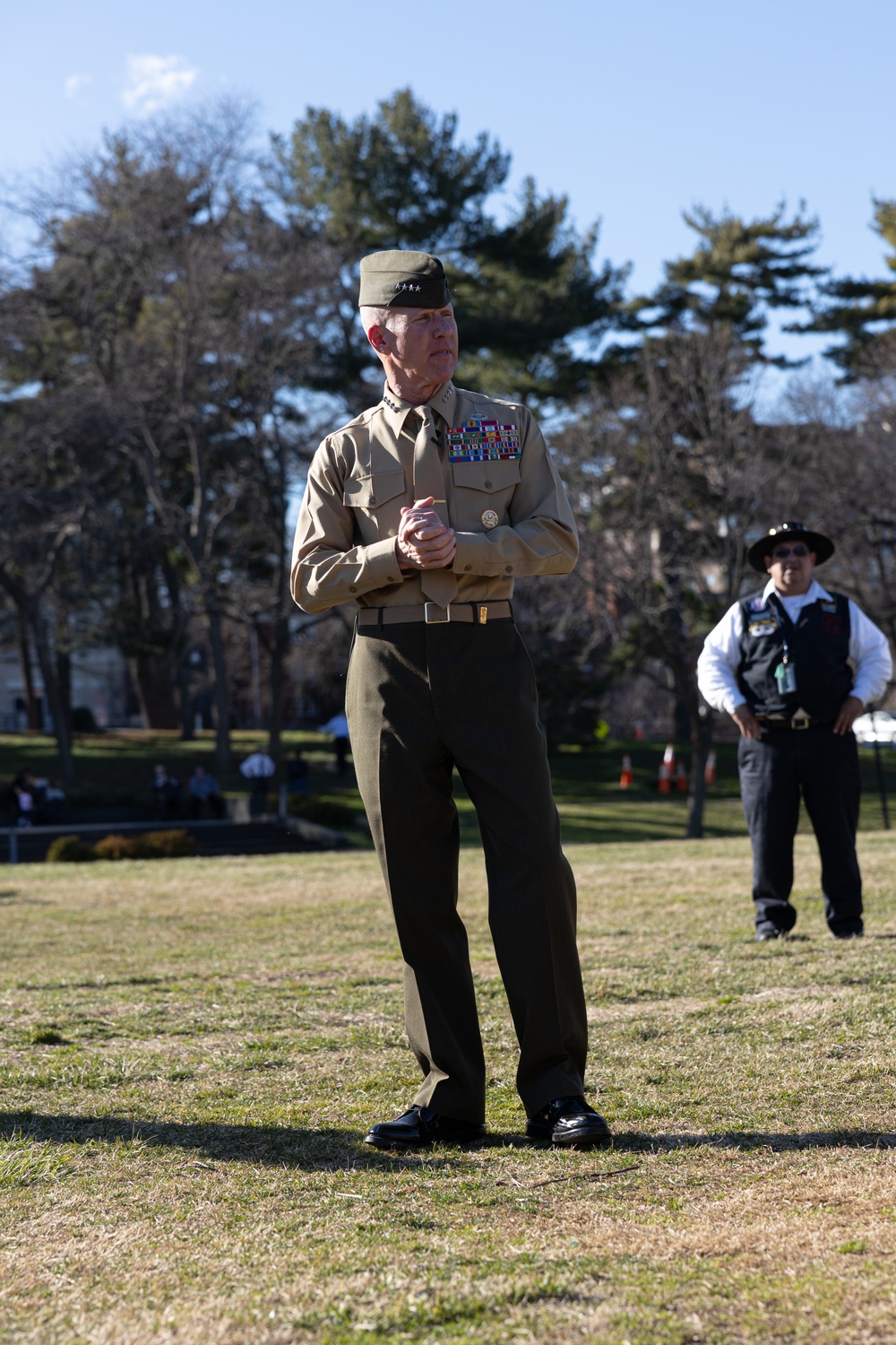 U.S. Marines Reenlist at the United States Marine Corps War Memorial Statue