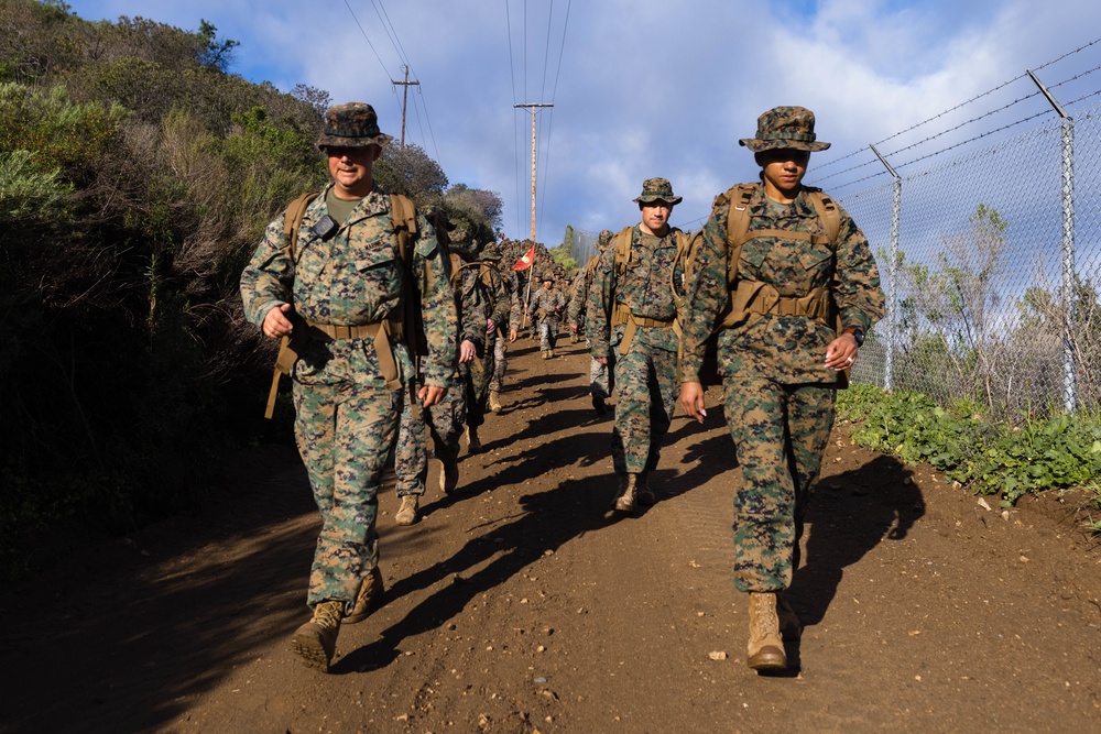 HQ Bn. Marines hike it out