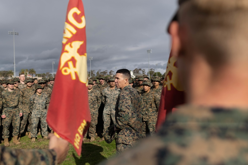 HQ Bn. Marines hike it out