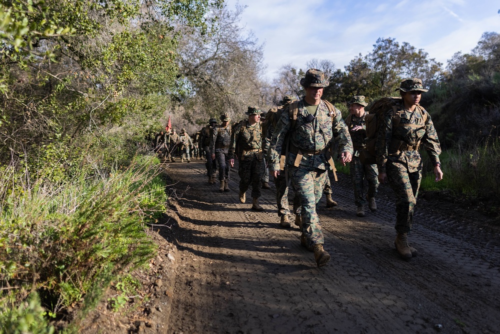 HQ Bn. Marines hike it out