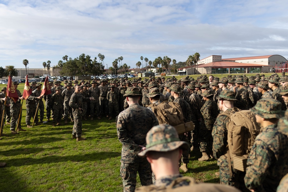 HQ Bn. Marines hike it out