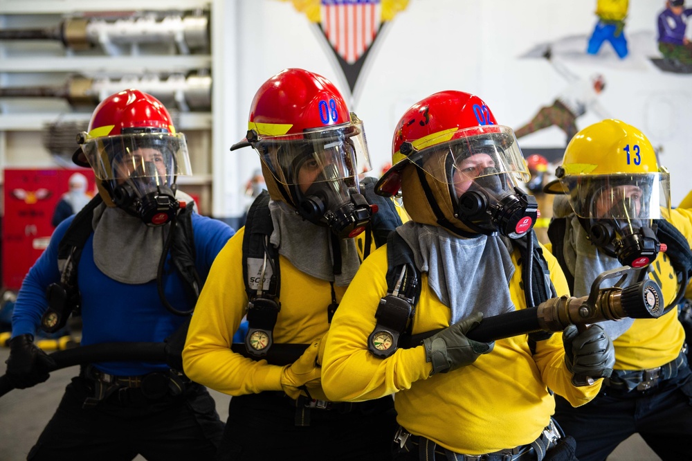 USS Carl Vinson (CVN 70) Sailors Conduct a General Quarters Drill
