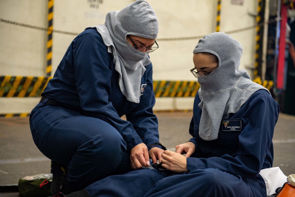 USS Carl Vinson (CVN 70) Sailors Conduct a General Quarters Drill