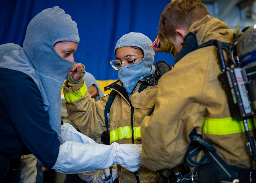 USS Carl Vinson (CVN 70) Sailors Conduct a General Quarters Drill
