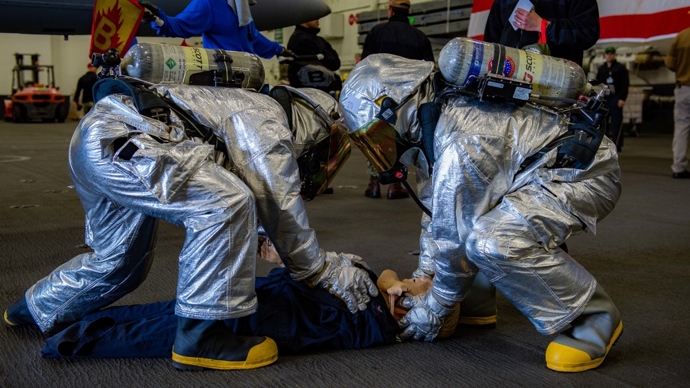 USS Carl Vinson (CVN 70) Sailors Conduct a General Quarters Drill