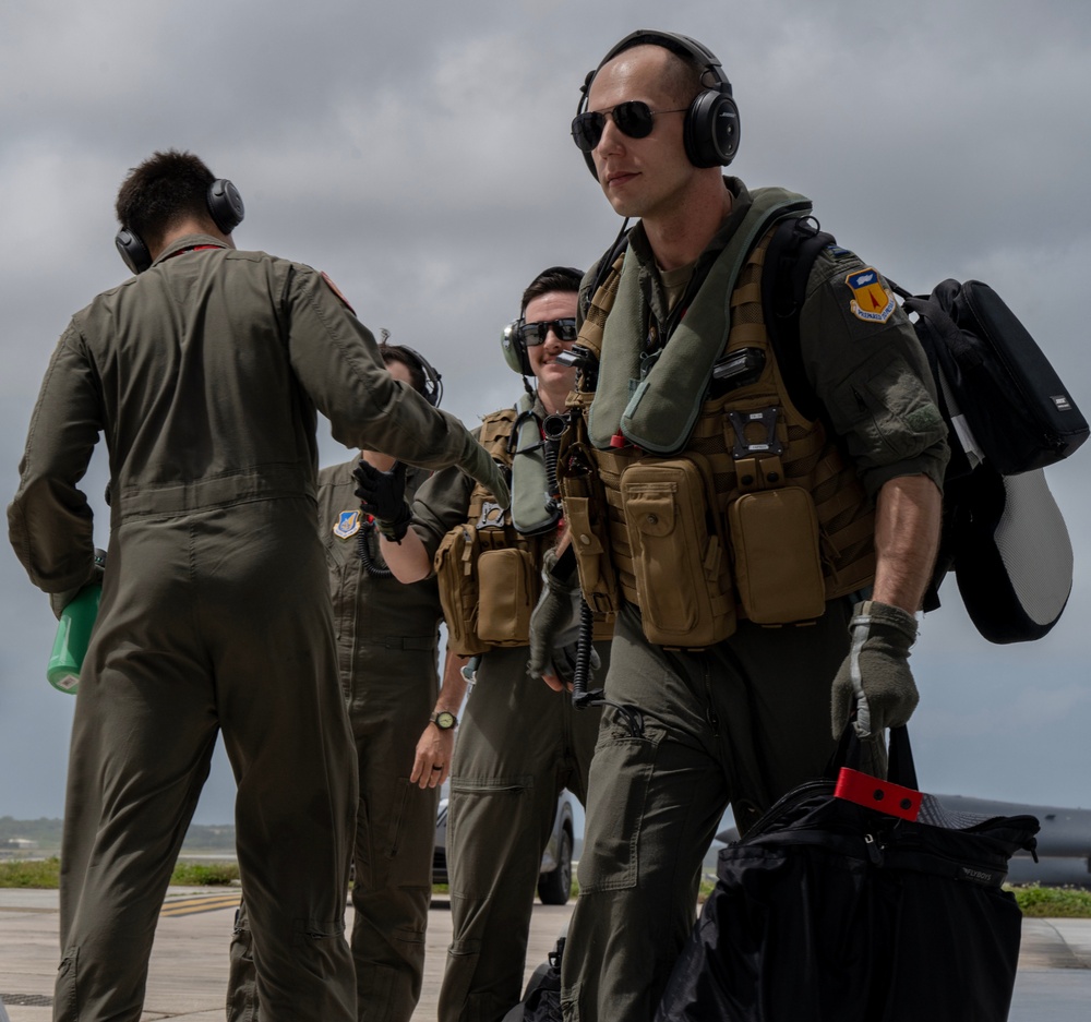 B-1B Lancers depart in support of Bomber Task Force mission