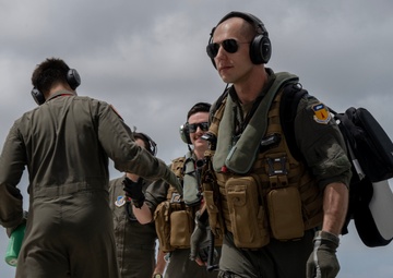 B-1B Lancers depart in support of Bomber Task Force mission