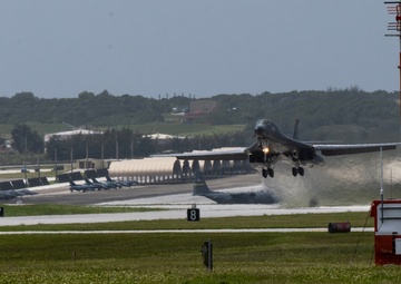 B-1B Lancers depart in support of Bomber Task Force mission