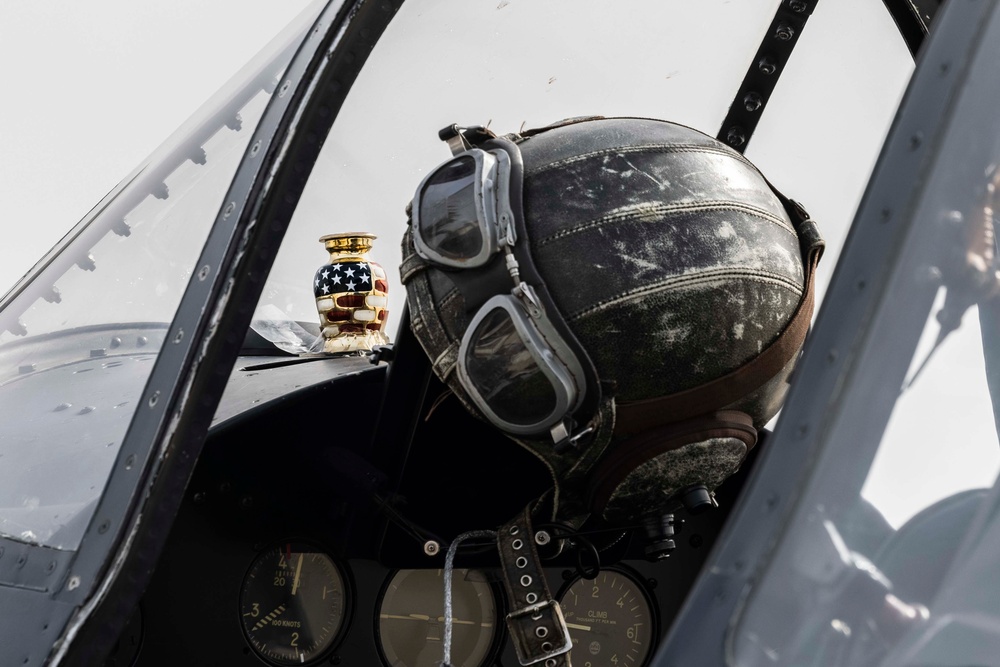 Marine Pilot Honored with Flyover by WWII Era Aircraft He Flew