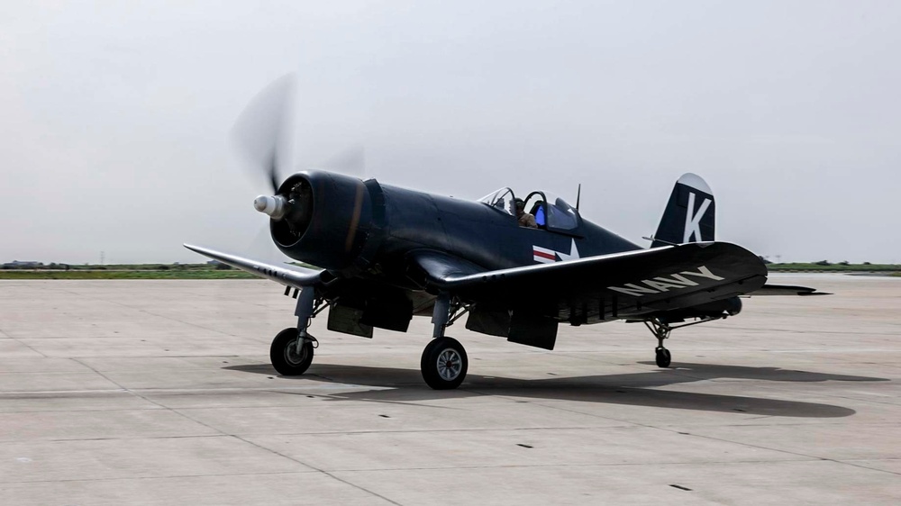 Marine Pilot Honored with Flyover by WWII Era Aircraft He Flew