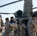 A US Army CH-47 Chinook is loaded with humanitarian aid supplies