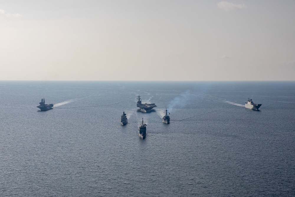 USS George H.W. Bush (CVN 77) Participates in Multicarrier Operations